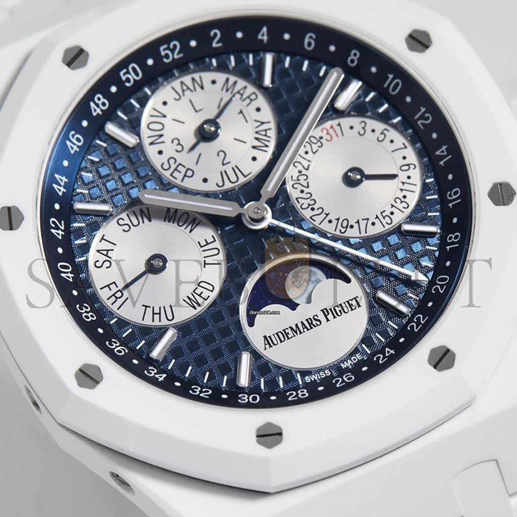 audemars P*g*et royal oak white ceramic perpetual calendar moon phase watch 26579cb.oo.1225cb.01